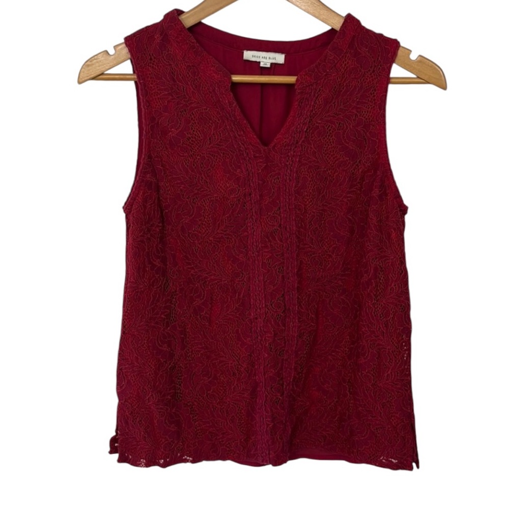 #I13 small petite red dressy tank top size SP SKIES ARE BLUE